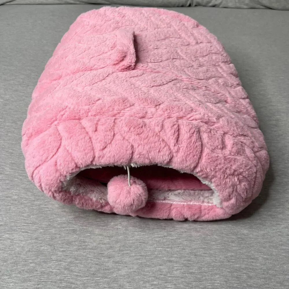 Petco Fuzzy Pink Plush Hide and Hut Cat Bed